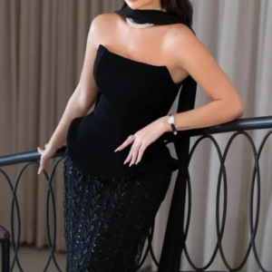 Elegant Strapless Appliques Trumpet Sleeveless Sequins Party Prom Maxi Dresses