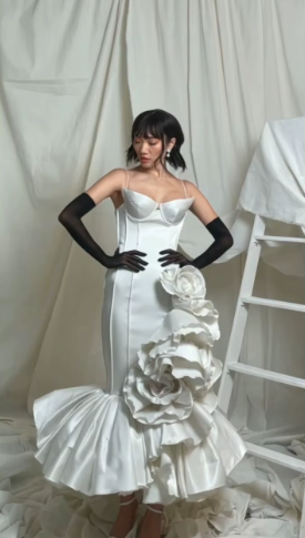 Elegant Strapless With Bright Line Decoration Ankle Length Floral Engagement Eveing Maxi Dresses