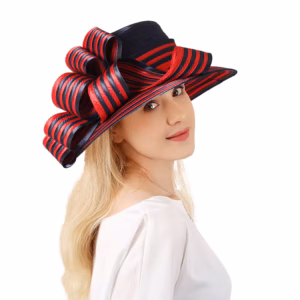 Elegant Stripe Formal Tea Party Dress Wedding Bridal Church Cap Bowler Hat