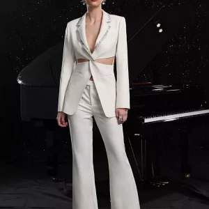 Elegant With Cut-Out Waist And Rhinestone Decoration 2-Piece Set