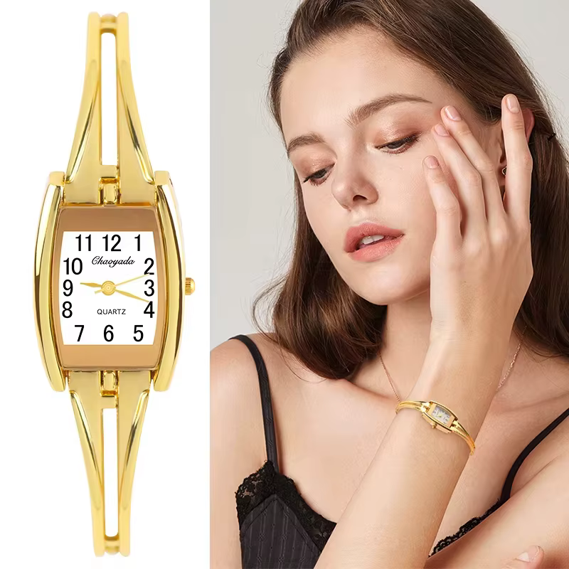 Elegant Wristwatches Gold Stainless Steel Bracelet Quartz Watch