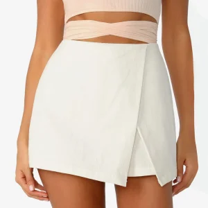 Elegant Zip Back Split Front Button Fly Beach Style Skinny Mini Skirt