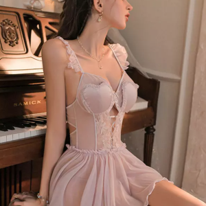 Erotic Fashion Lingerie Babydoll Cut Out Asymmetrical Polyester