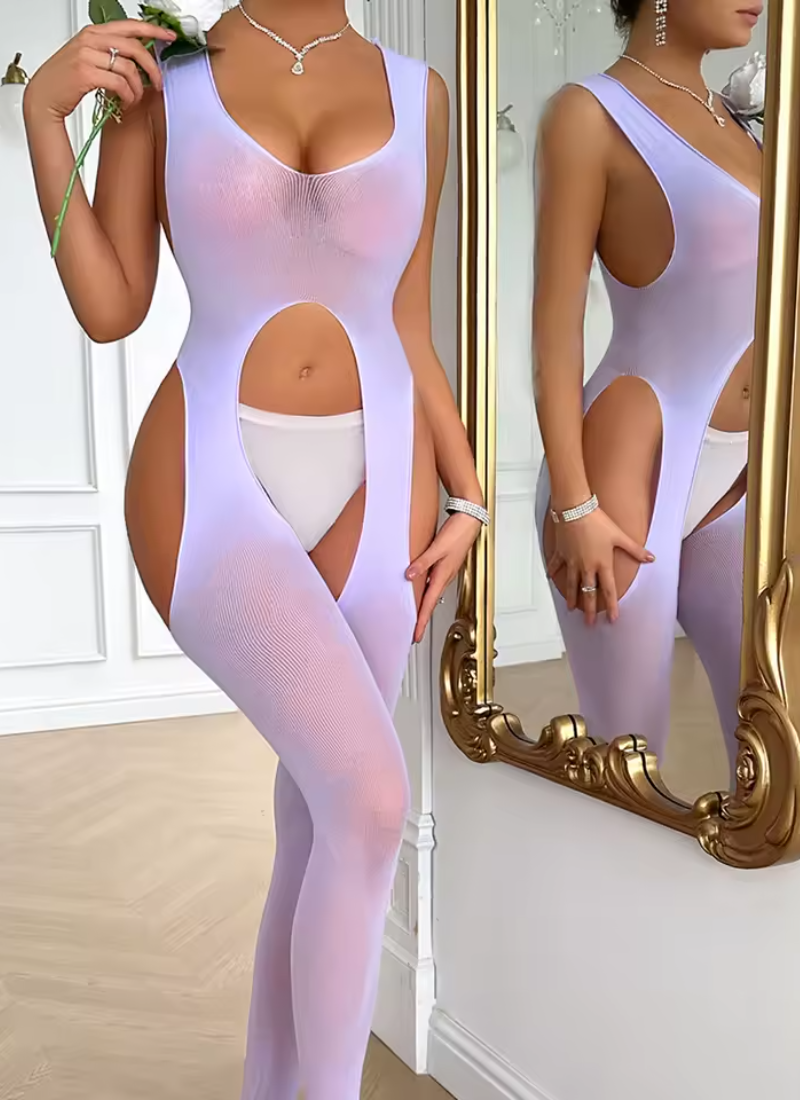 Erotic Transparent Bodystocking Bold Body Suit Open Crotch Costumes - Image 6