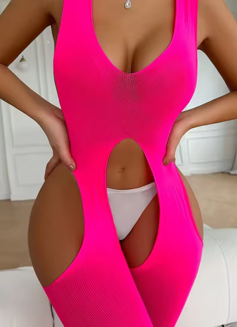 Erotic Transparent Bodystocking Bold Body Suit Open Crotch Costumes - Image 7