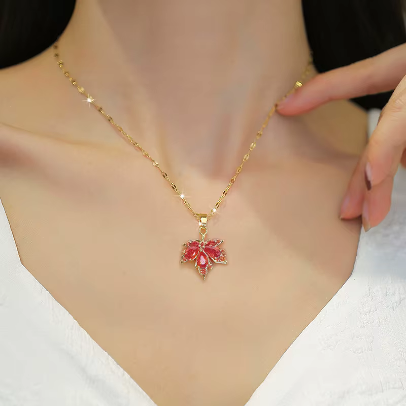Exquisite Micro Inlaid Zircon Stainless Steel Tassel Necklace