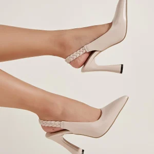 Fashionable Hollow Back Slingback Pointed Toe Braided Straps High Heels