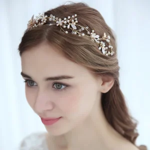 Flower Crystal Pearl Rhinestone Handmade Tiara Wedding Hairband