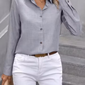 Formal Single-Breasted Solid Non Stretch Long-Sleeved Lapel Shirt