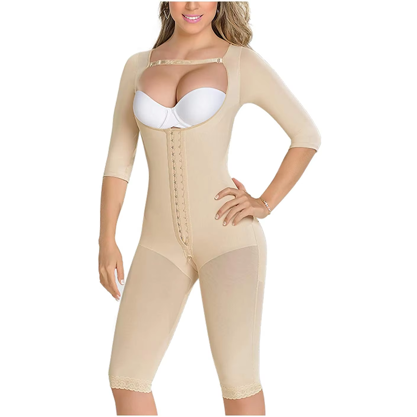 Full Body Seamless Corset Tummy Control Girdles with Hooks Open Bust Bodysuit Push Up - Image 2