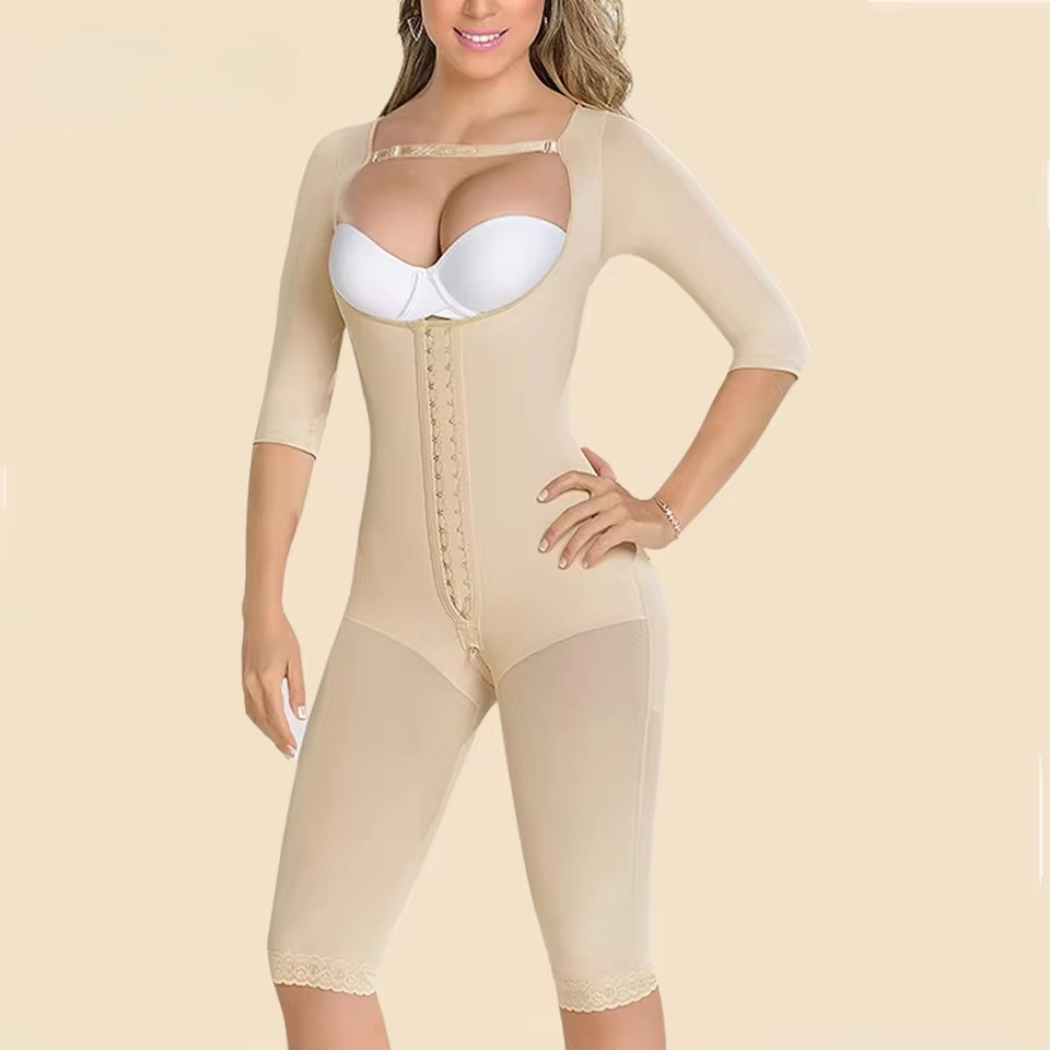 Full Body Seamless Corset Tummy Control Girdles with Hooks Open Bust Bodysuit Push Up
