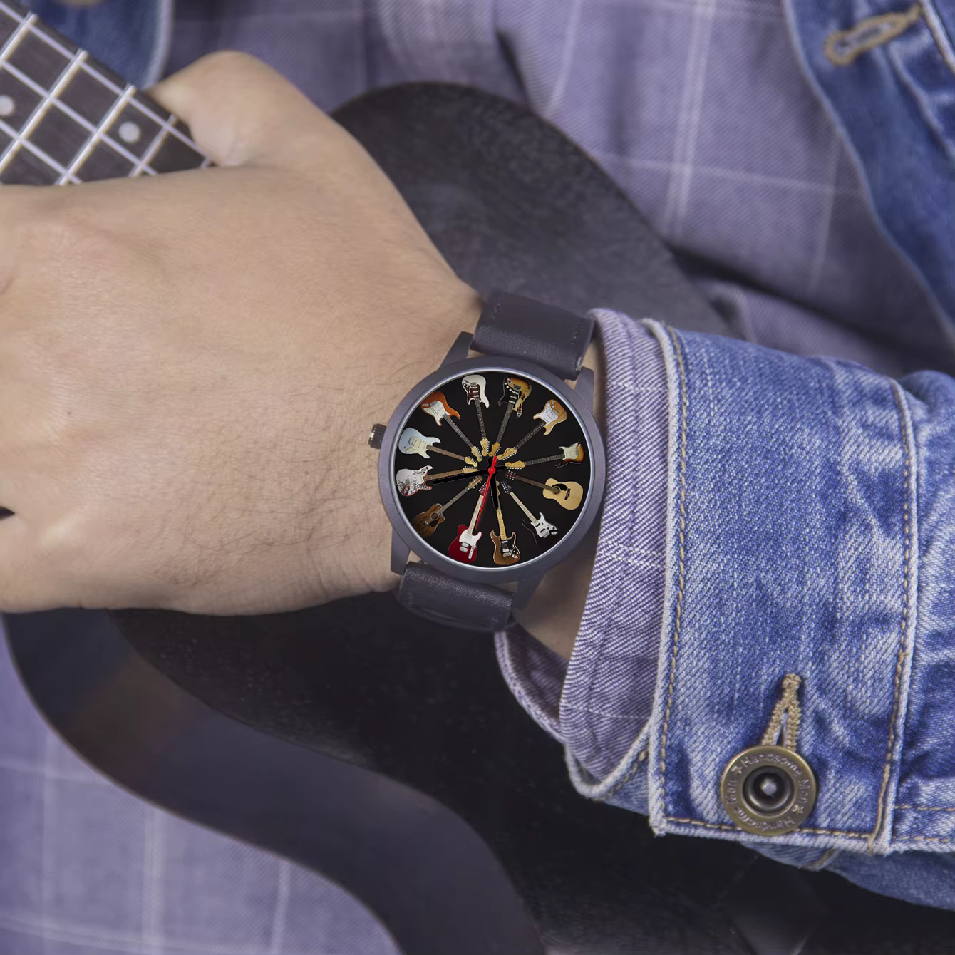 Guitar Chronograph Wrist Original Musical Instrument Hand Clock Unique Watch - Image 5