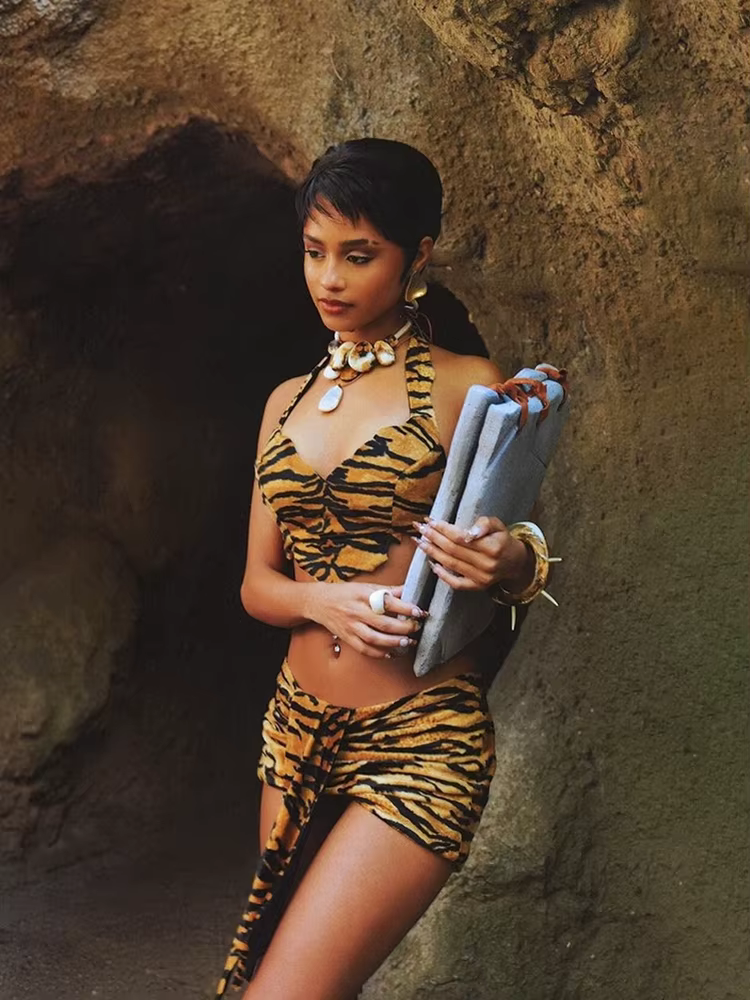 Heart-Shaped Camisole And Ribbon Elastic Waist Skirts 2 Piece Set - Image 3