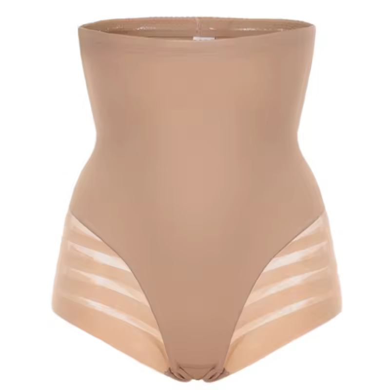 High Waist Shapers Seamless Slimming Tummy Underwear Striped Mesh Shaperwear Panties - Image 4
