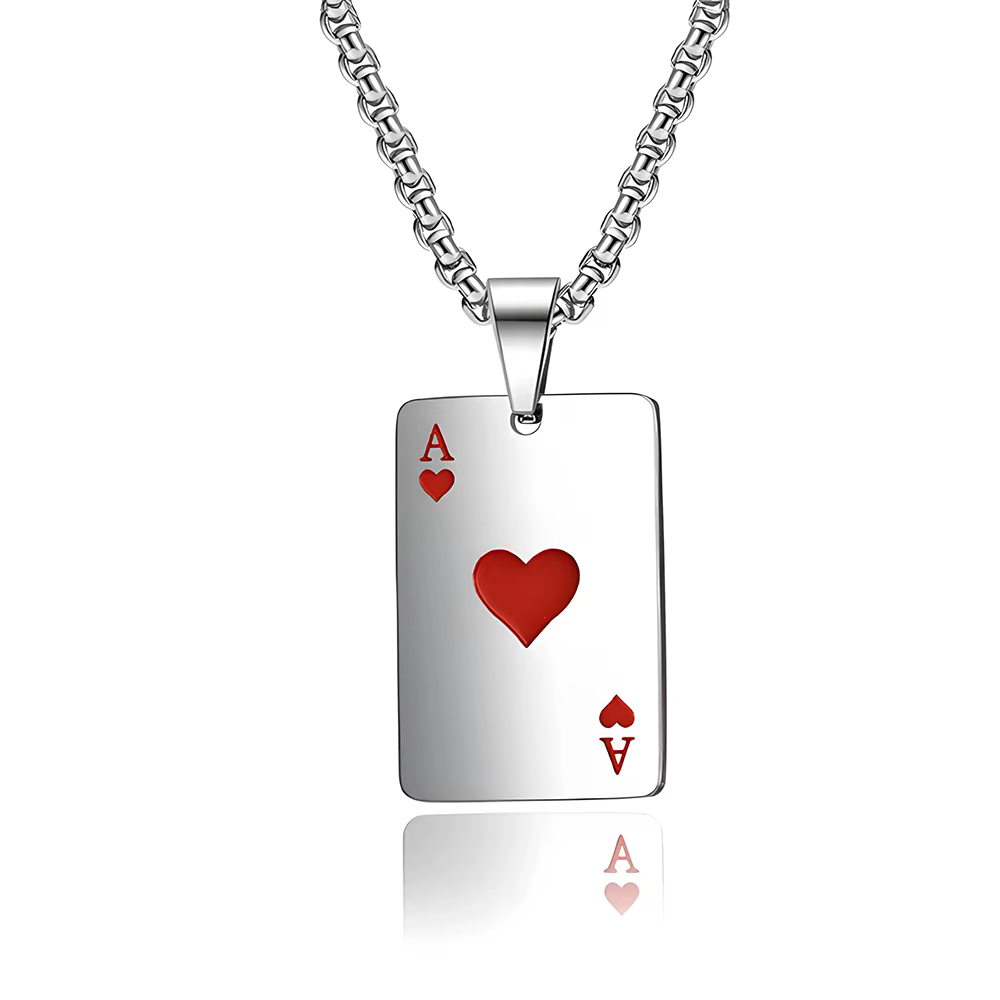Hip Hop Stainless Steel Poker Card Pendant Chain Playing Cards of Hearts Necklaces - Image 5