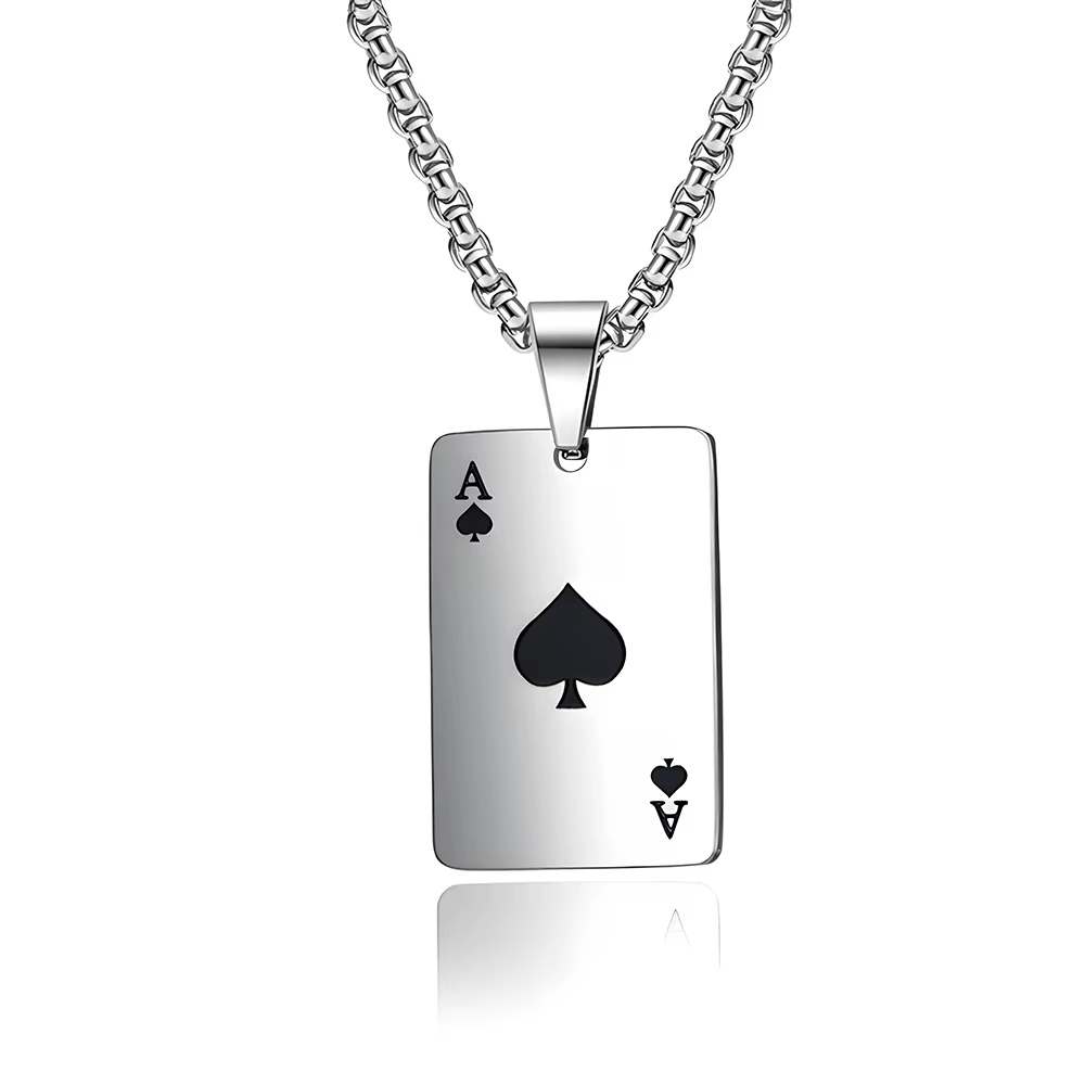 Hip Hop Stainless Steel Poker Card Pendant Chain Playing Cards of Hearts Necklaces - Image 3