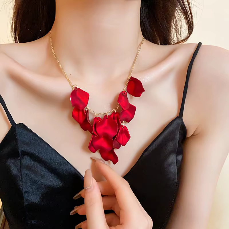 Irregular Fringe Flower Collarbone Chains Party Wedding Necklace