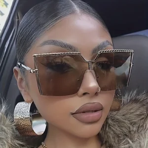 Large Frameless One-piece Gradient Sunglasses Beach Glasses