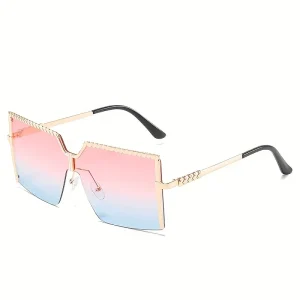 Trendy Large Frameless Gradient Beach Square Glasses