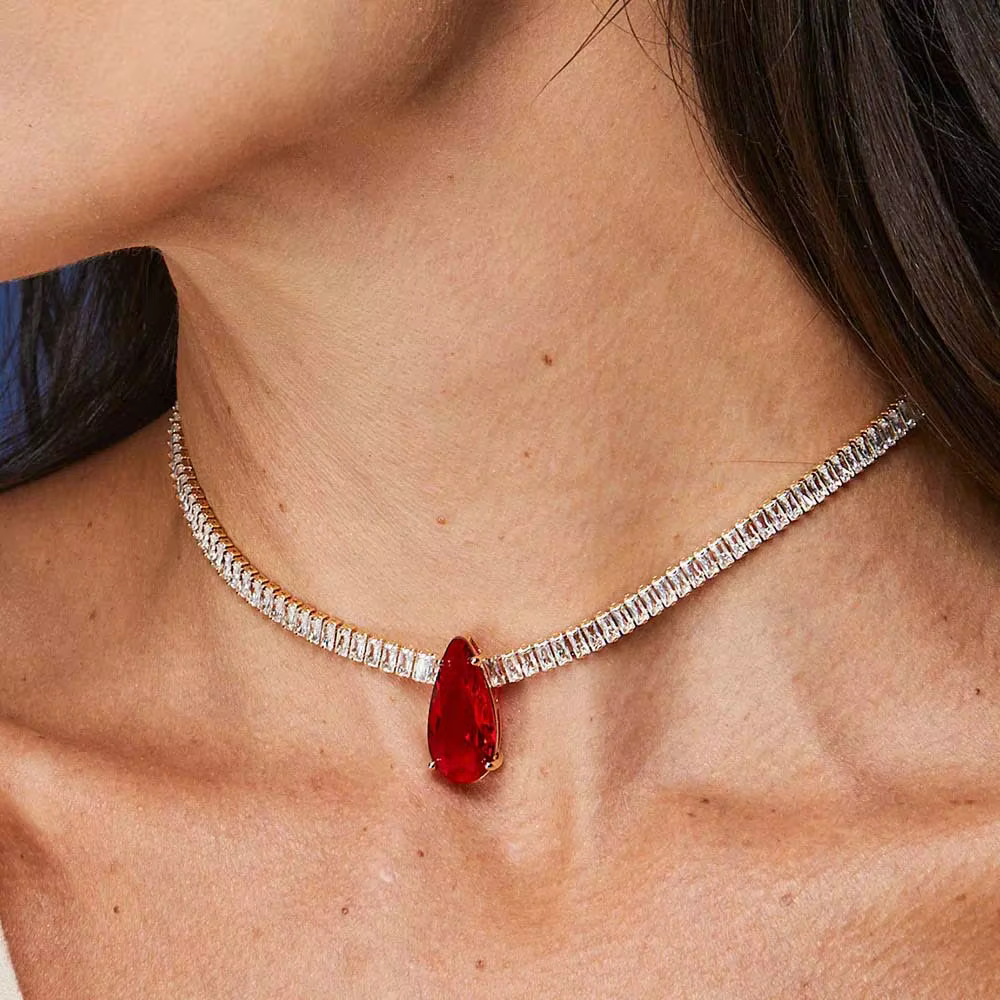 Luxury Charms Rhinetsone Zirconia Drop Wedding Necklace