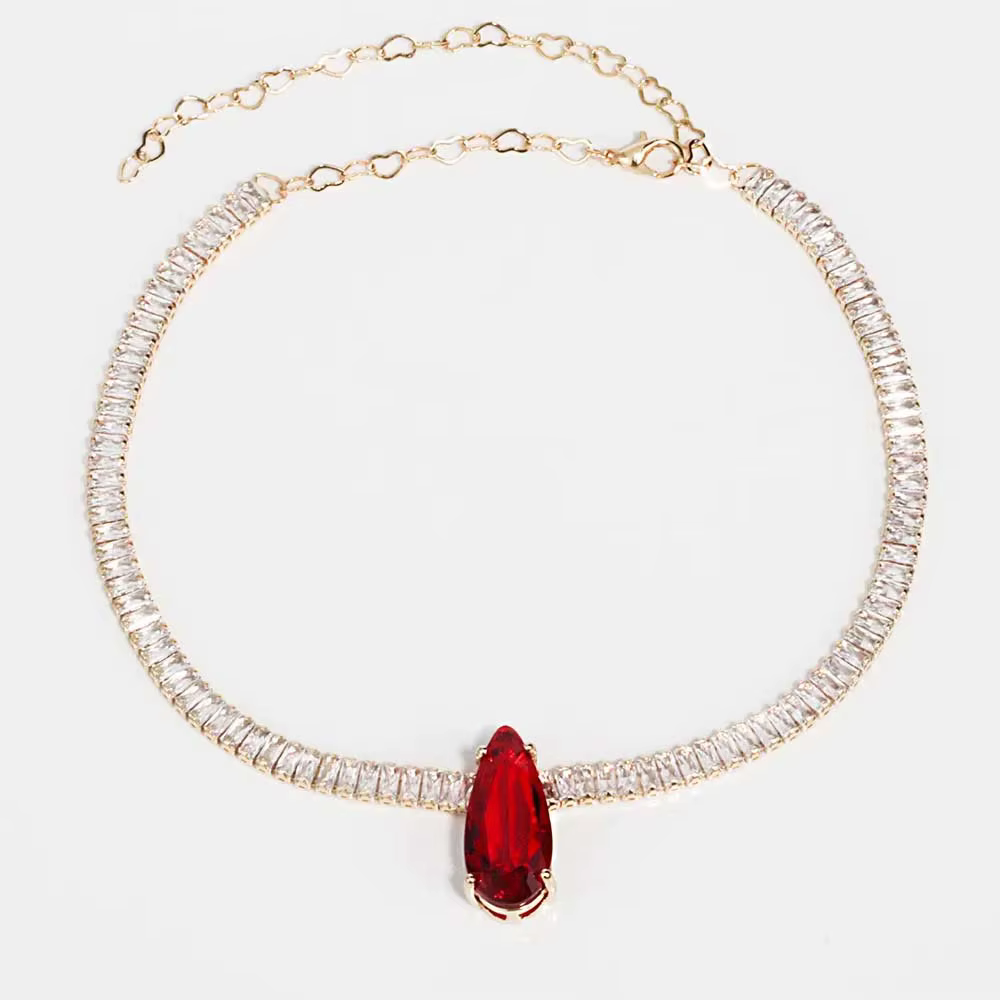 Luxury Charms Rhinetsone Zirconia Drop Wedding Necklace - Image 2