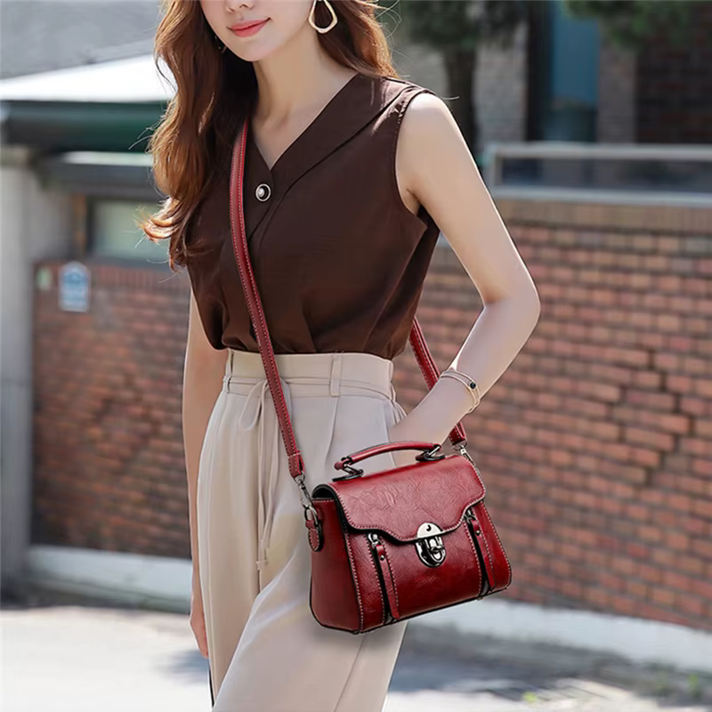 Luxury High Quality PU Leather Flap Crossbody Shoulder Small Square Bag