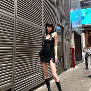 Luxury Hollow Out sleeveless Zippers Faux Leather Halter Mini Dress