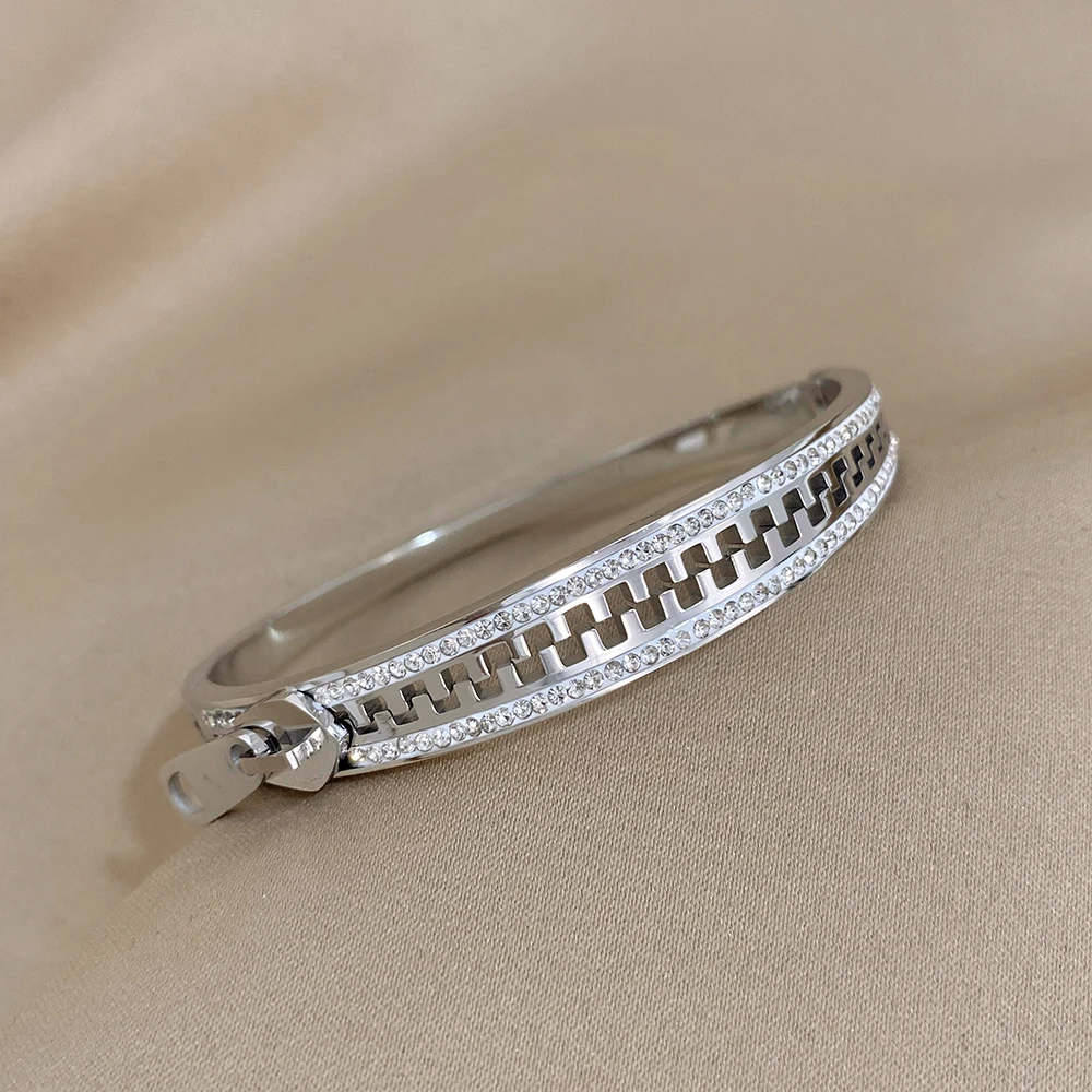 Luxury Stainless Steel Zip Hand Zipper Charm Bracelets - Image 6