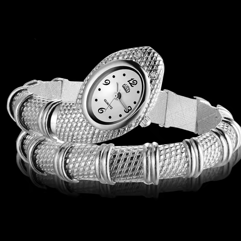 Luxury Unique Snake Shaped Bracelet Crystal Wristwatches Watches