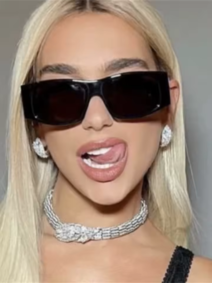 Luxury Vintage Acrylic Square Small Rectangle Sun Glasses - Image 2