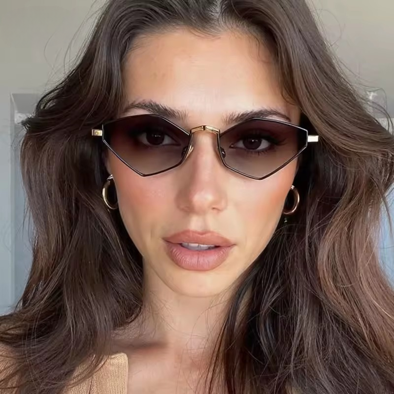 Luxury Vintage Outdoor Shades Small Frame Punk Cat Eye Eyewear - Image 3