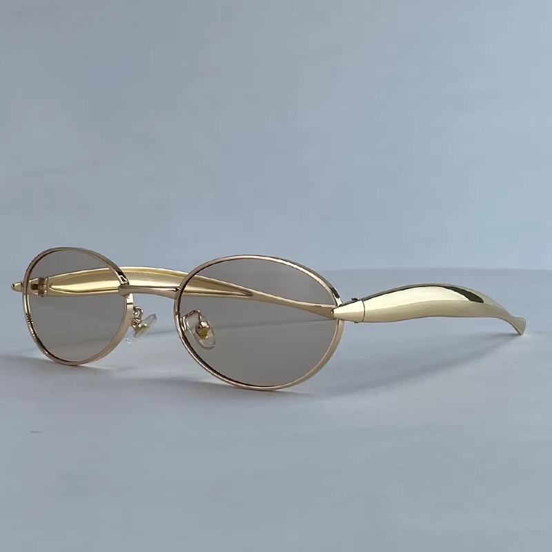 Luxury Vintage Steampunk Metal Frame Traveling Shades Small Oval Sunglasses - Image 4