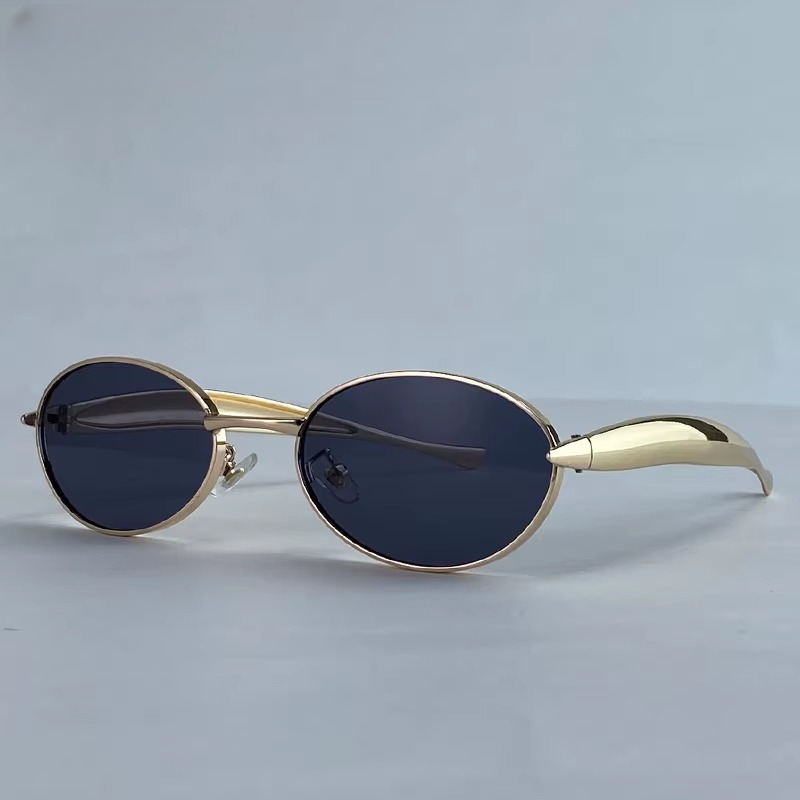 Luxury Vintage Steampunk Metal Frame Traveling Shades Small Oval Sunglasses - Image 2