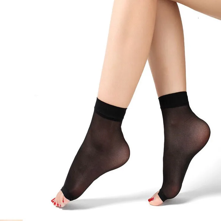 Mesh Breathable Velvet Ankle Ultra-thin Transparent Silk Nylon Open Toe Socks - Image 4