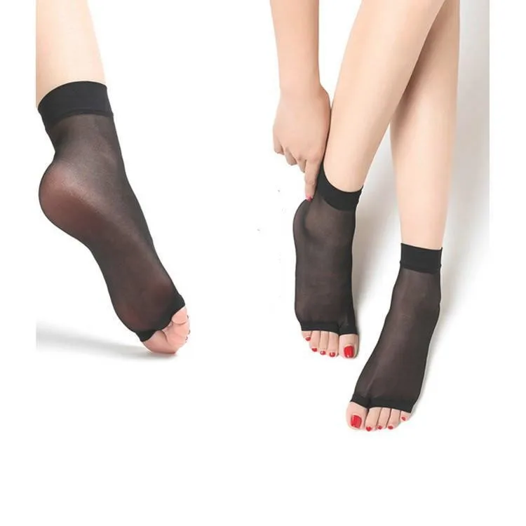Mesh Breathable Velvet Ankle Ultra-thin Transparent Silk Nylon Open Toe Socks - Image 5