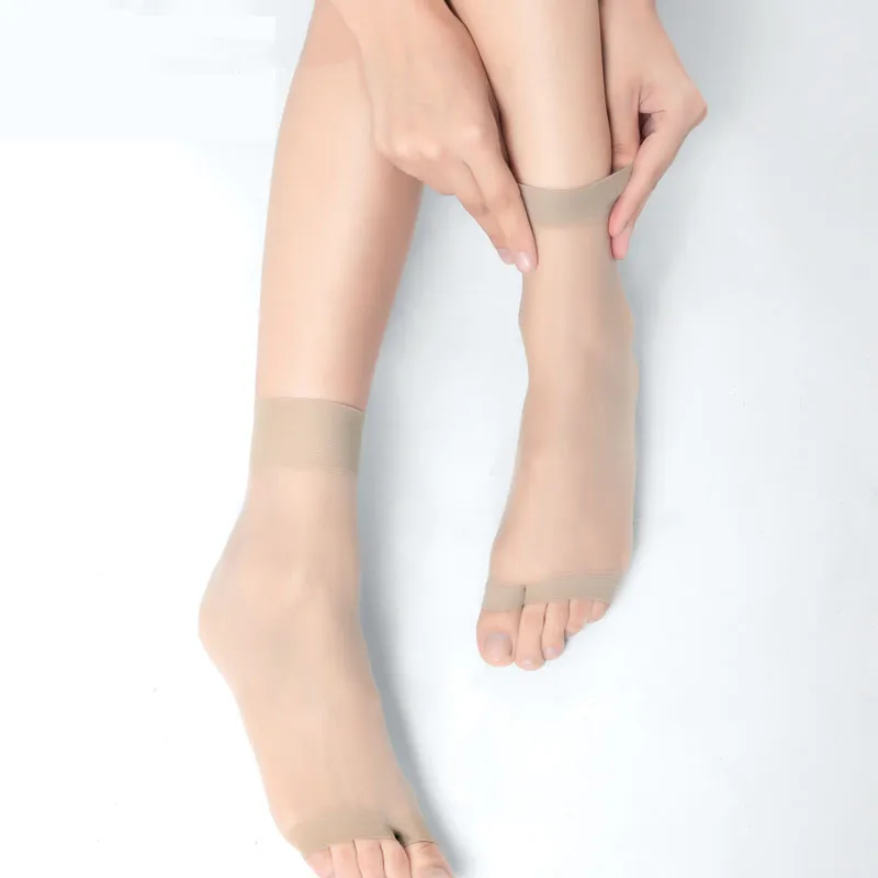 Mesh Breathable Velvet Ankle Ultra-thin Transparent Silk Nylon Open Toe Socks - Image 6