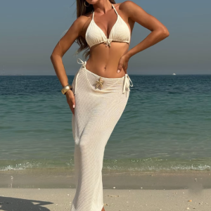 Mesh Three Pieces Bikini Sets Swimsuit For Swimwear And Beach Dress