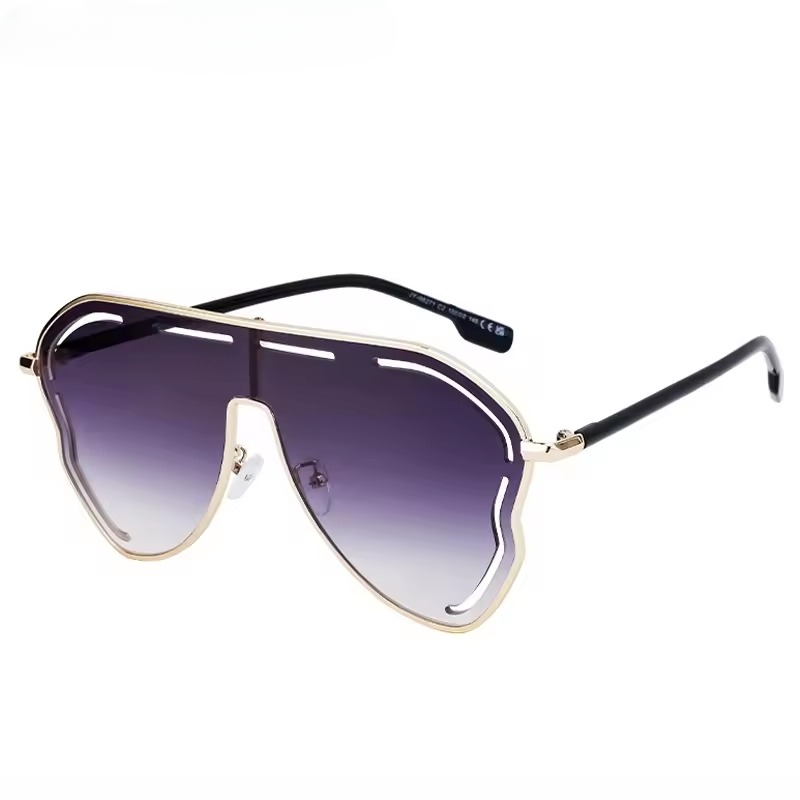Metal Big Frame Oversized One-Piece Punk Sun Glasses - Image 4
