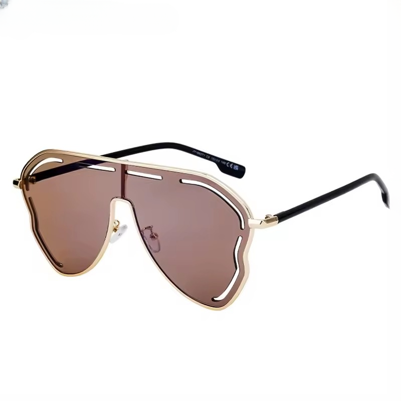 Metal Big Frame Oversized One-Piece Punk Sun Glasses - Image 5