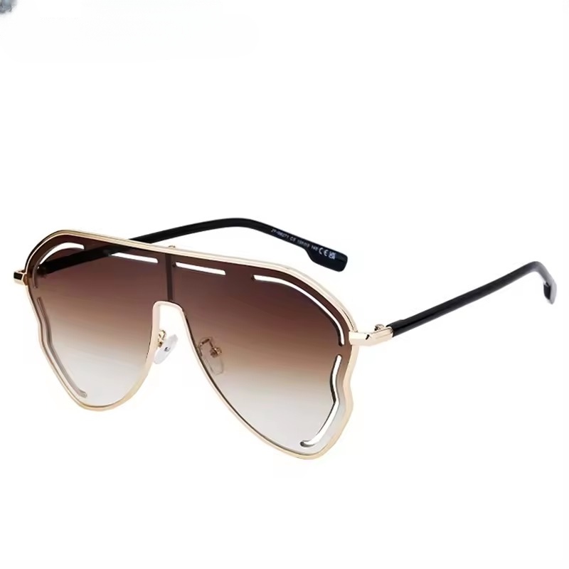 Metal Big Frame Oversized One-Piece Punk Sun Glasses - Image 6