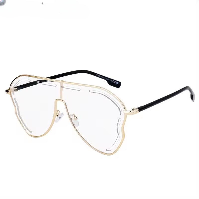 Metal Big Frame Oversized One-Piece Punk Sun Glasses - Image 7