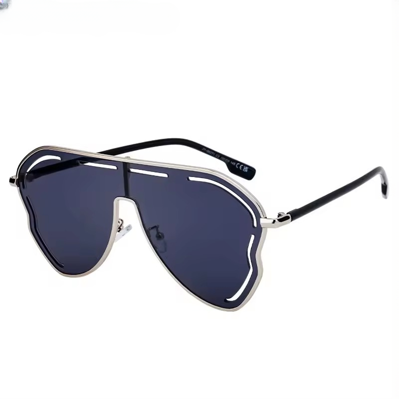 Metal Big Frame Oversized One-Piece Punk Sun Glasses - Image 9