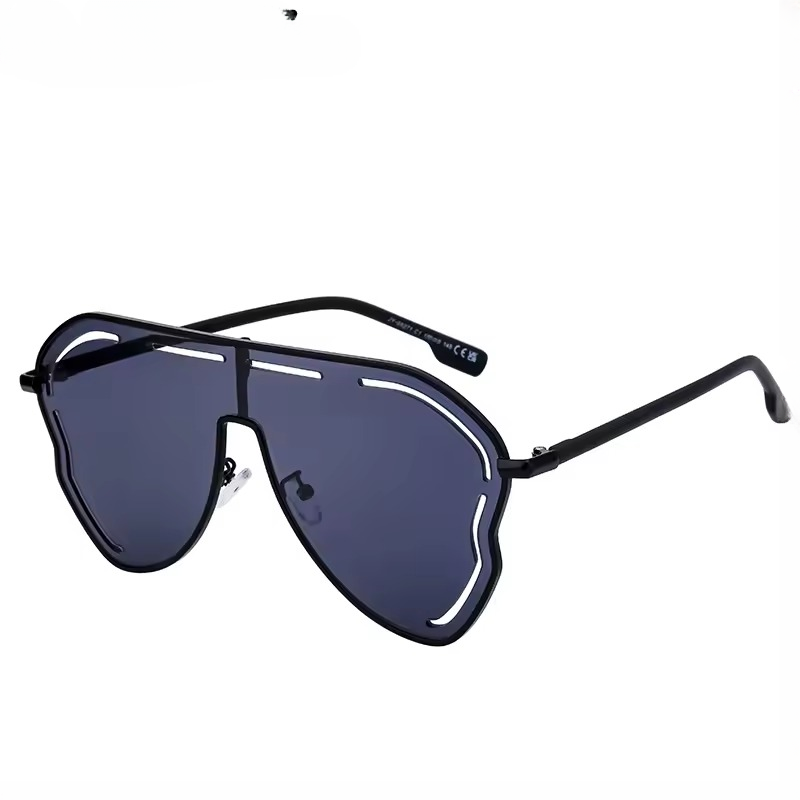 Metal Big Frame Oversized One-Piece Punk Sun Glasses - Image 10