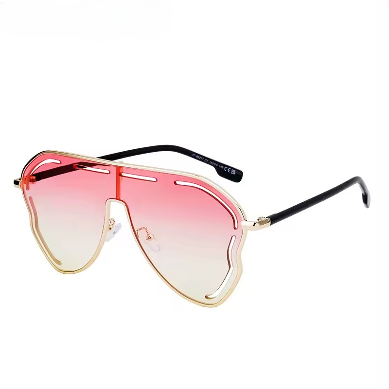 Metal Big Frame Oversized One-Piece Punk Sun Glasses - Image 11