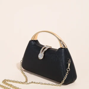 Mini Pearlescent Crisscross Pocket With Compact And Simple Drill Buckle Clutch Bag