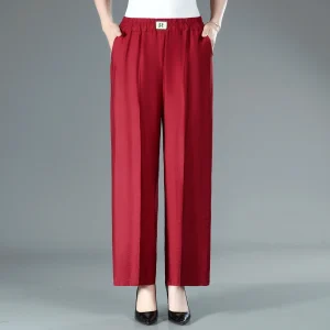 Minimalist Sashes Office Silhouette Ankle-Length Wide Leg Pants