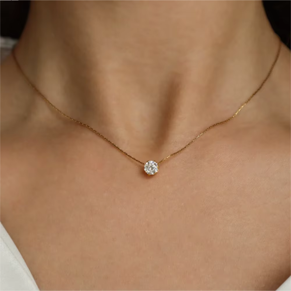 Minimalist Stainless Steel Classic Zircon Charm Anti Tarnish Chain Necklace