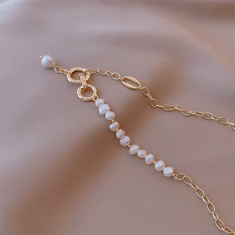 Natural Baroque Freshwater Pearl Fashion 14K Gold Necklace - Image 6