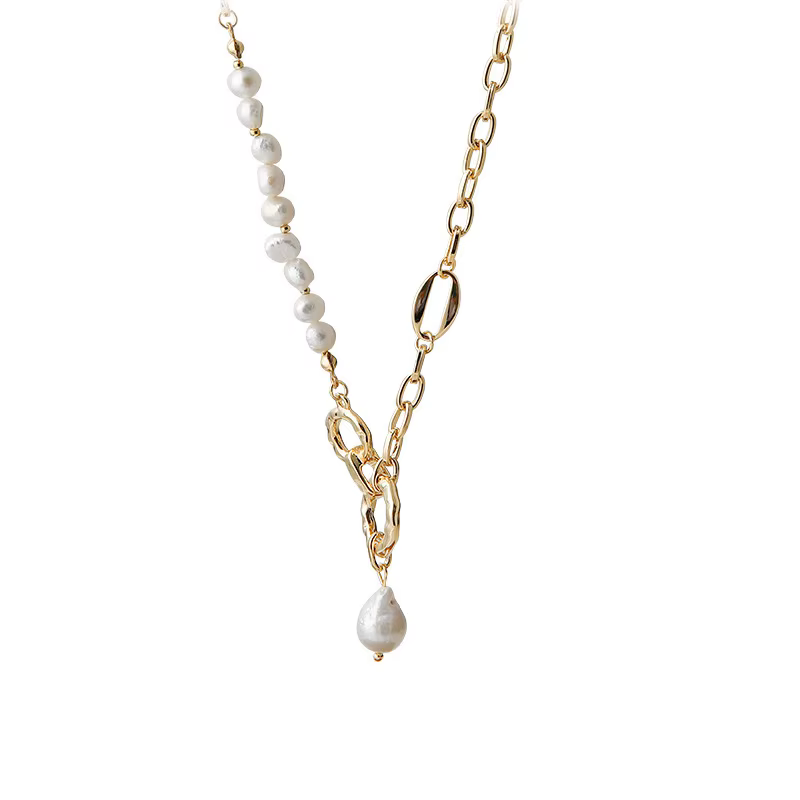 Natural Baroque Freshwater Pearl Fashion 14K Gold Necklace - Image 7