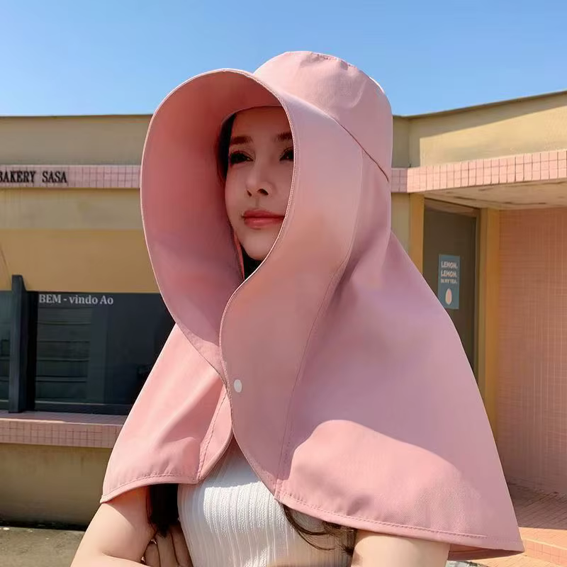 Outdoor UV Anti Neck Protection Hiking Wide Brim Shawl Sunscreen Ponytail Cap